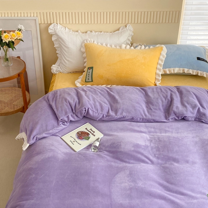 91家纺网 家纺一手货源 找家纺 安哆啦 2021新款牛奶绒230g糖果色单被套 糖果色-风信紫