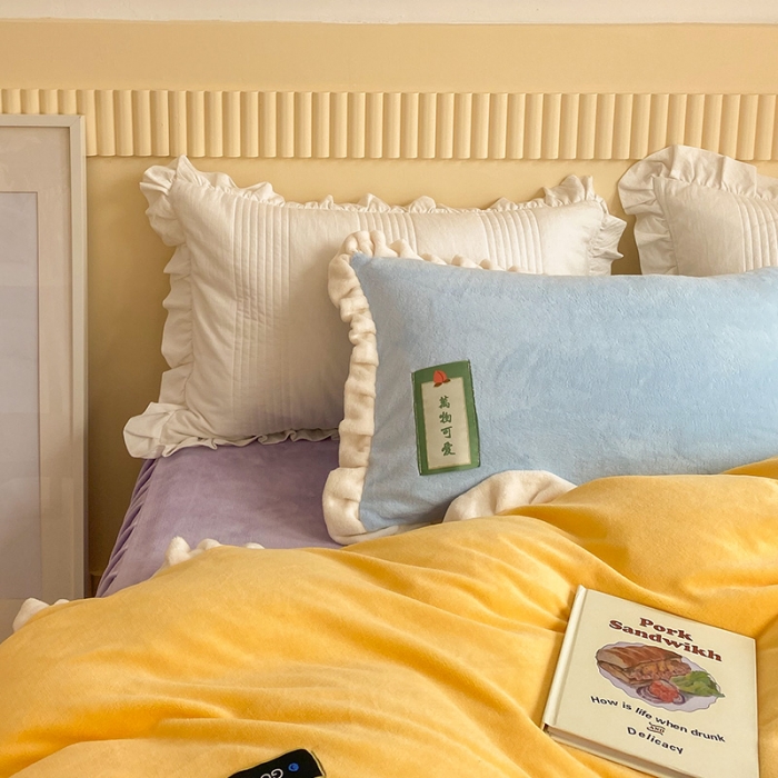 91家纺网 家纺一手货源 找家纺 安哆啦 2021新款牛奶绒230g糖果色单被套 糖果色-浅烙黄