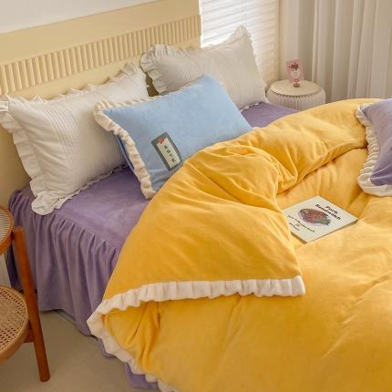 安哆啦 2021新款牛奶绒230g糖果色单被套 糖果色-浅烙黄