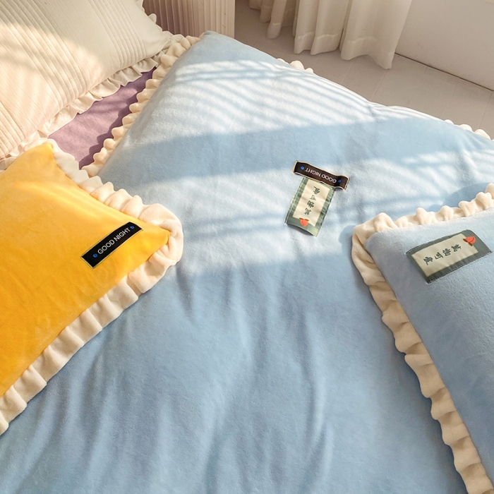 91家纺网 家纺一手货源 找家纺 安哆啦 2021新款牛奶绒230g糖果色单被套 糖果色-清水蓝