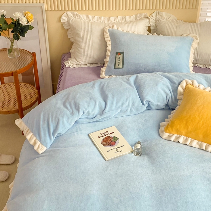 91家纺网 家纺一手货源 找家纺 安哆啦 2021新款牛奶绒230g糖果色单被套 糖果色-清水蓝