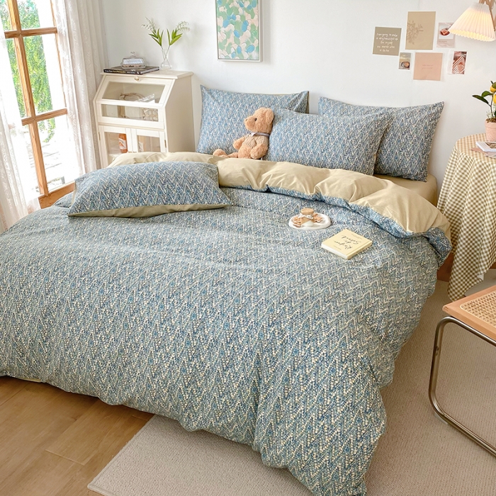 91家纺网 家纺一手货源 找家纺 田野 2021冬季新款加厚全棉磨毛四件套 安格斯