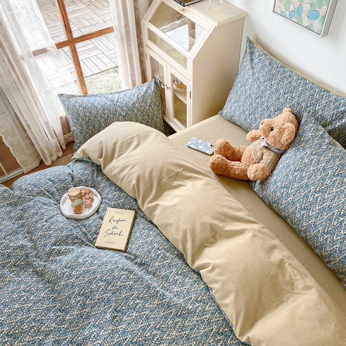 91家纺网 家纺一手货源 找家纺 田野 2021冬季新款加厚全棉磨毛四件套 安格斯