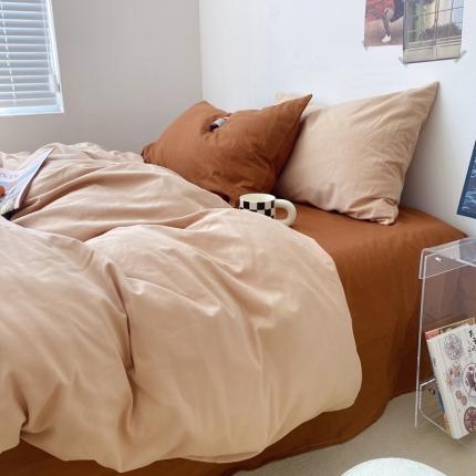 91家纺网 家纺一手货源 找家纺 （总）例外2021新款全棉磨毛小红书纯色系列四件套