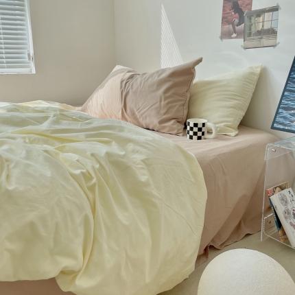 91家纺网 家纺一手货源 找家纺 （总）例外2021新款全棉磨毛小红书纯色系列四件套