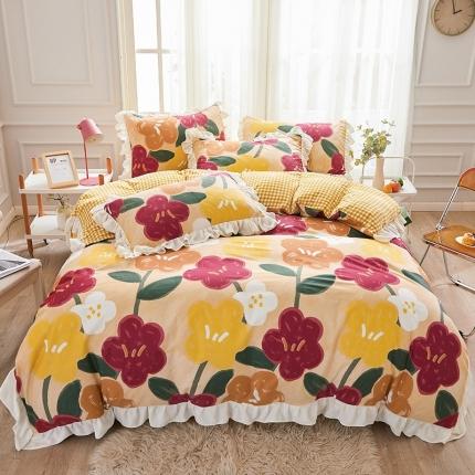 宜凡家纺 2021新款棉加绒印花床单四件套 元气满满