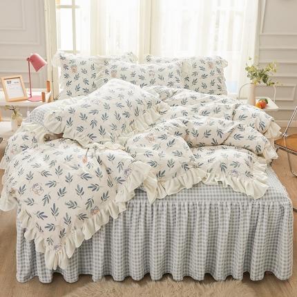 91家纺网 家纺一手货源 找家纺 宜凡家纺 2021新款棉加绒印花床裙四件套 快乐玩伴