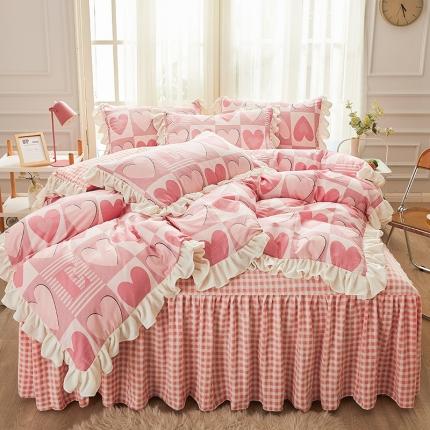 91家纺网 家纺一手货源 找家纺 （总）宜凡家纺 2021新款棉加绒印花床裙四件套