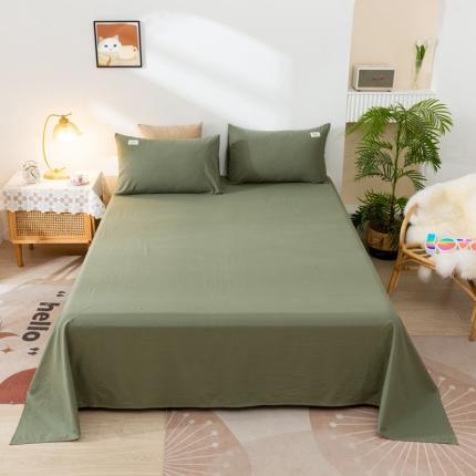 91家纺网 家纺一手货源 找家纺 ab家纺 2021新款全棉水洗棉单品床单 复古绿