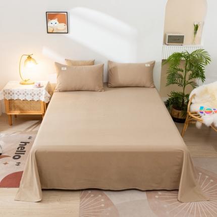 91家纺网 家纺一手货源 找家纺 ab家纺 2021新款全棉水洗棉单品床单 卡其