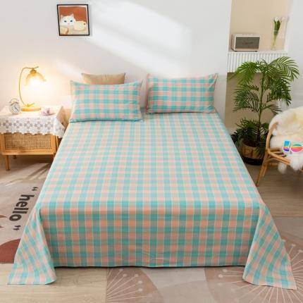 91家纺网 家纺一手货源 找家纺 ab家纺 2021新款全棉水洗棉单品床单 宁夏蓝