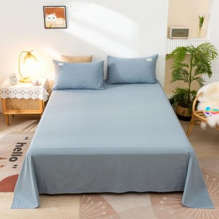 91家纺网 家纺一手货源 找家纺 ab家纺 2021新款全棉水洗棉单品床单 浅蓝