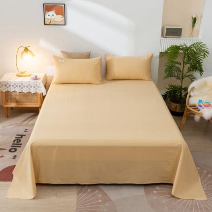 91家纺网 家纺一手货源 找家纺 ab家纺 2021新款全棉水洗棉单品床单 杏黄