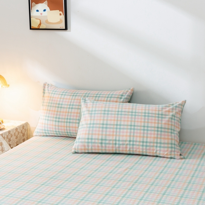 91家纺网 家纺一手货源 找家纺 ab家纺 2021新款全棉水洗棉单品床单 冰淇淋绿