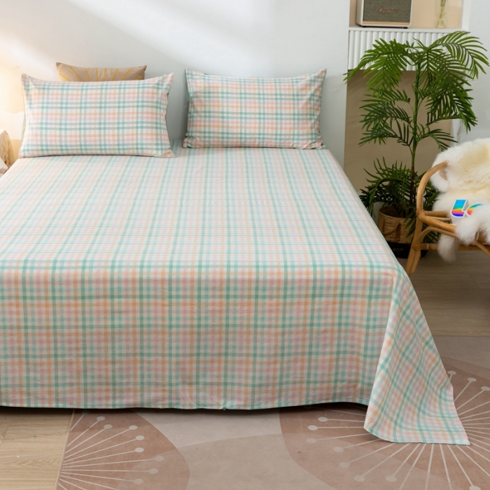 91家纺网 家纺一手货源 找家纺 ab家纺 2021新款全棉水洗棉单品床单 冰淇淋绿