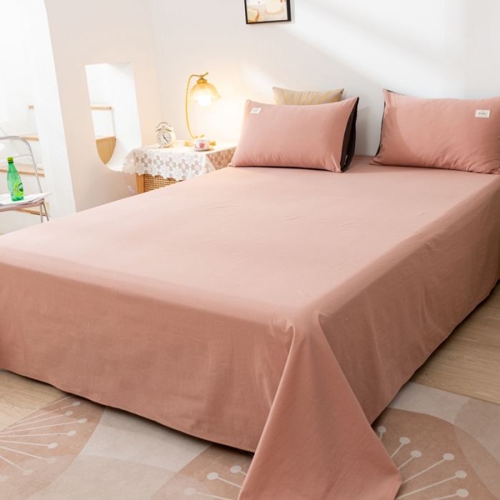 91家纺网 家纺一手货源 找家纺 ab家纺 2021新款全棉水洗棉单品床单 豆沙