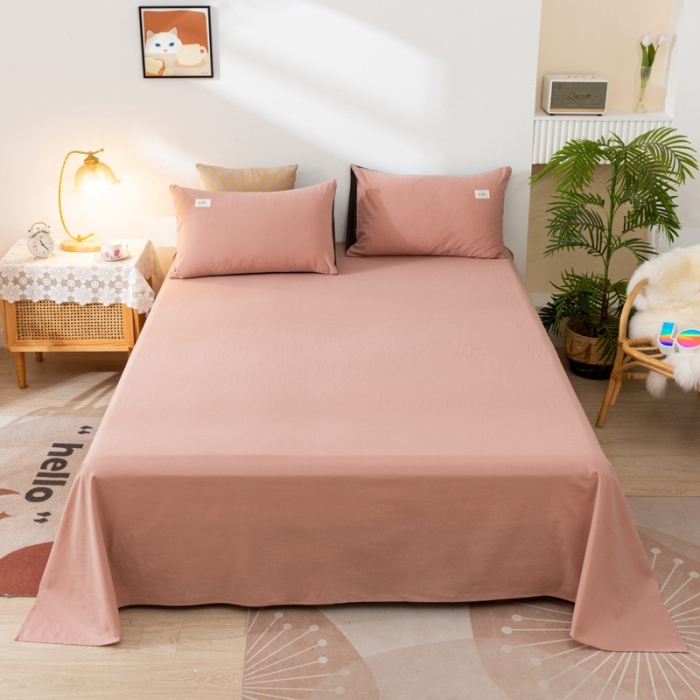 91家纺网 家纺一手货源 找家纺 ab家纺 2021新款全棉水洗棉单品床单 豆沙