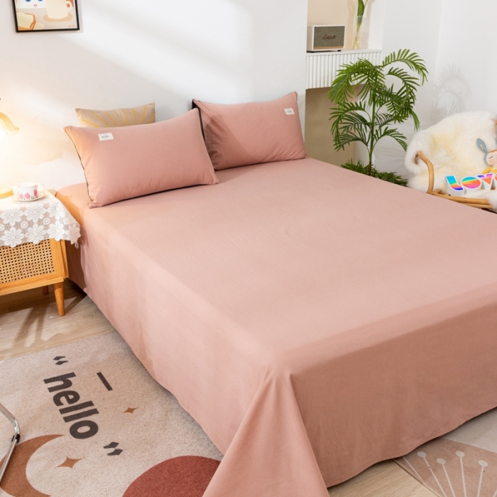 91家纺网 家纺一手货源 找家纺 ab家纺 2021新款全棉水洗棉单品床单 豆沙