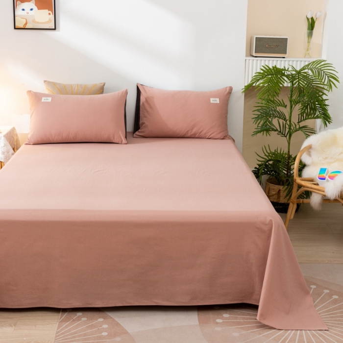 91家纺网 家纺一手货源 找家纺 ab家纺 2021新款全棉水洗棉单品床单 豆沙