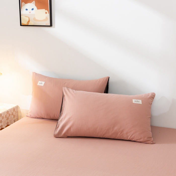 91家纺网 家纺一手货源 找家纺 ab家纺 2021新款全棉水洗棉单品床单 豆沙