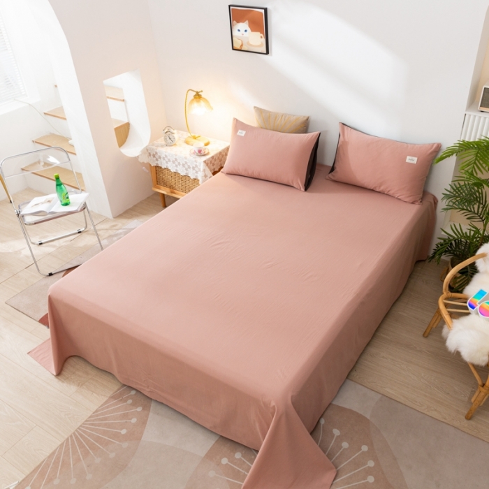 91家纺网 家纺一手货源 找家纺 ab家纺 2021新款全棉水洗棉单品床单 豆沙