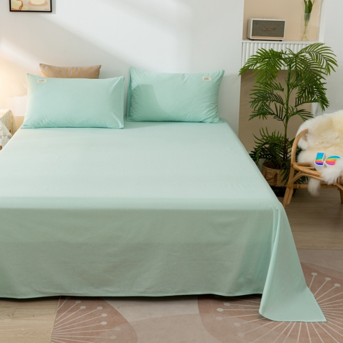 91家纺网 家纺一手货源 找家纺 ab家纺 2021新款全棉水洗棉单品床单 梵星蓝