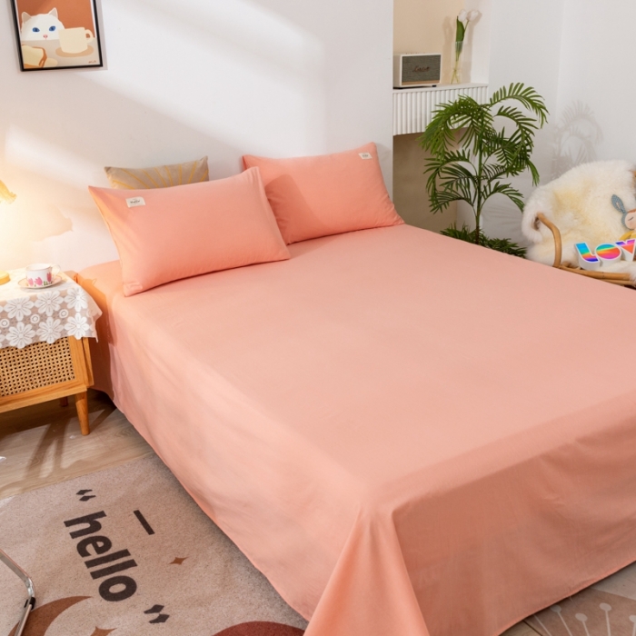 91家纺网 家纺一手货源 找家纺 ab家纺 2021新款全棉水洗棉单品床单 粉玉