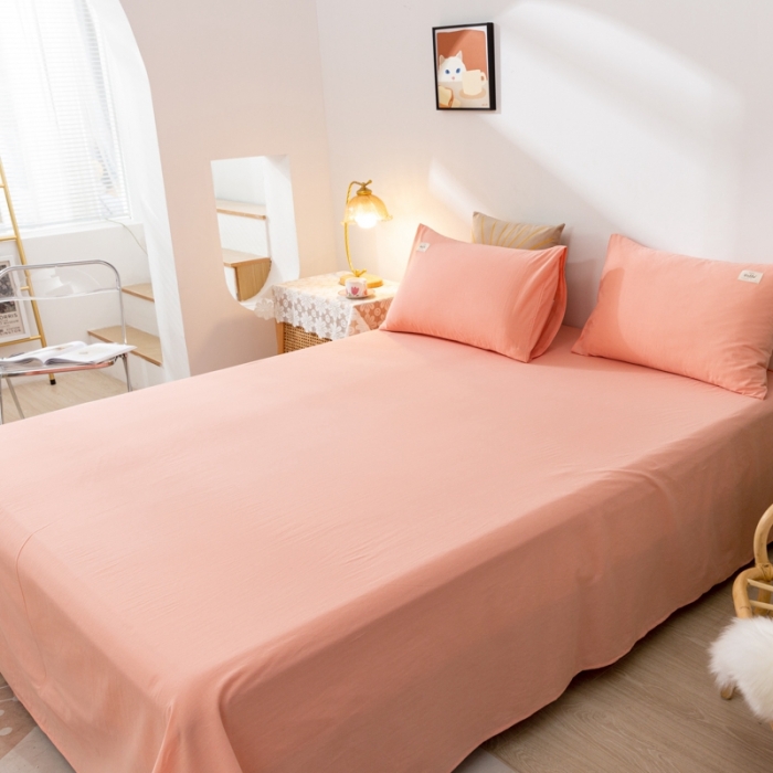 91家纺网 家纺一手货源 找家纺 ab家纺 2021新款全棉水洗棉单品床单 粉玉