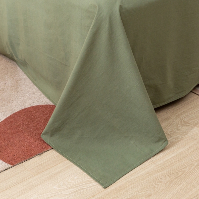 91家纺网 家纺一手货源 找家纺 ab家纺 2021新款全棉水洗棉单品床单 复古绿