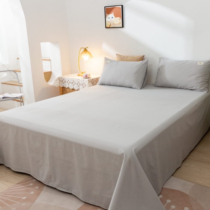 91家纺网 家纺一手货源 找家纺 ab家纺 2021新款全棉水洗棉单品床单 高雅灰