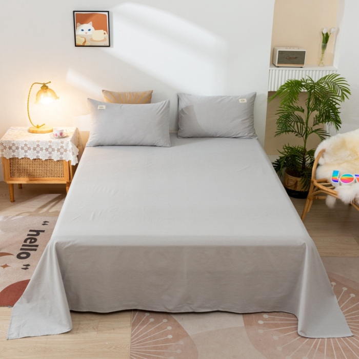 91家纺网 家纺一手货源 找家纺 ab家纺 2021新款全棉水洗棉单品床单 高雅灰