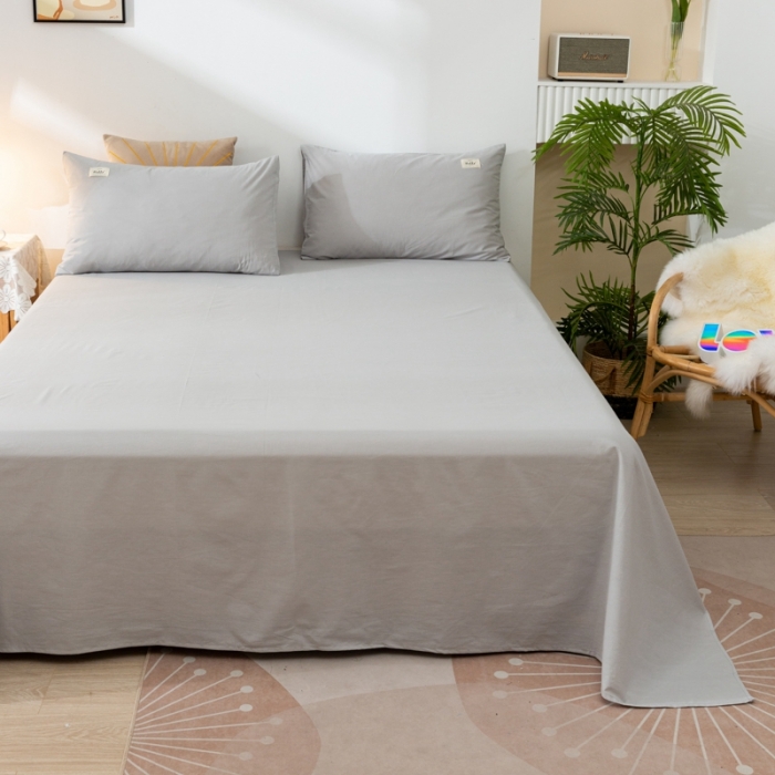 91家纺网 家纺一手货源 找家纺 ab家纺 2021新款全棉水洗棉单品床单 高雅灰