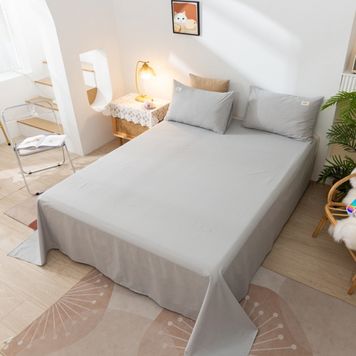 91家纺网 家纺一手货源 找家纺 ab家纺 2021新款全棉水洗棉单品床单 高雅灰