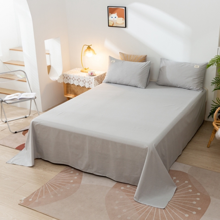 91家纺网 家纺一手货源 找家纺 ab家纺 2021新款全棉水洗棉单品床单 高雅灰