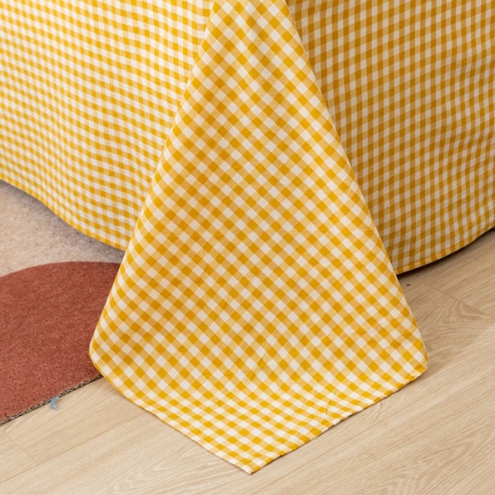 91家纺网 家纺一手货源 找家纺 ab家纺 2021新款全棉水洗棉单品床单 黄小格