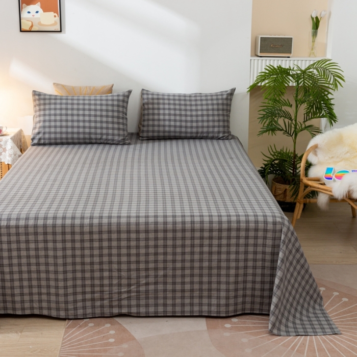 91家纺网 家纺一手货源 找家纺 ab家纺 2021新款全棉水洗棉单品床单 加州灰