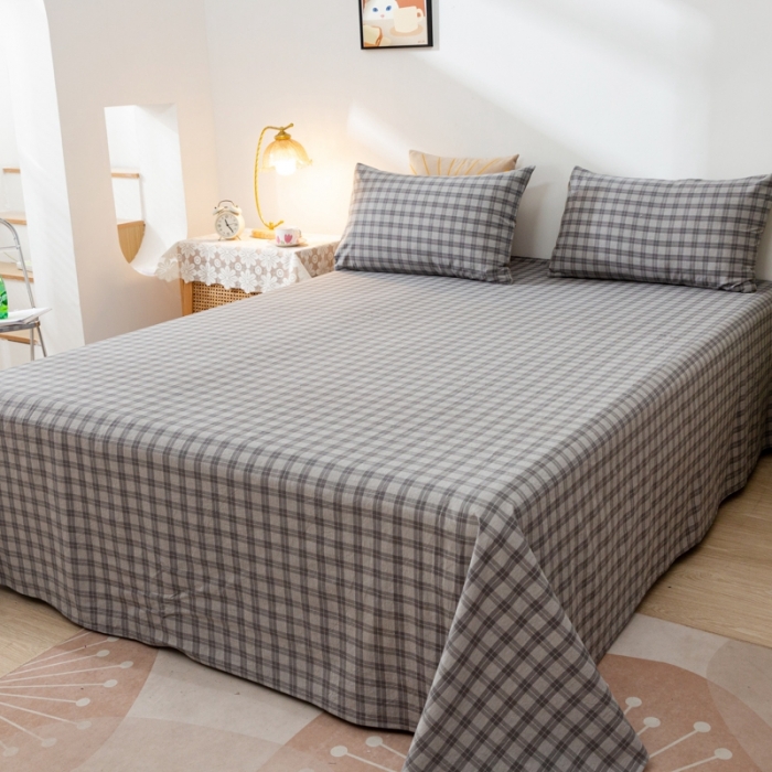 91家纺网 家纺一手货源 找家纺 ab家纺 2021新款全棉水洗棉单品床单 加州灰