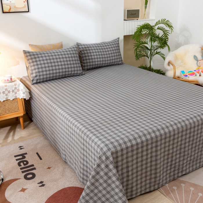 91家纺网 家纺一手货源 找家纺 ab家纺 2021新款全棉水洗棉单品床单 加州灰