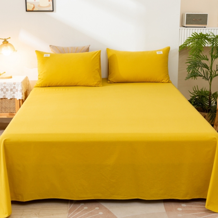 91家纺网 家纺一手货源 找家纺 ab家纺 2021新款全棉水洗棉单品床单 姜黄