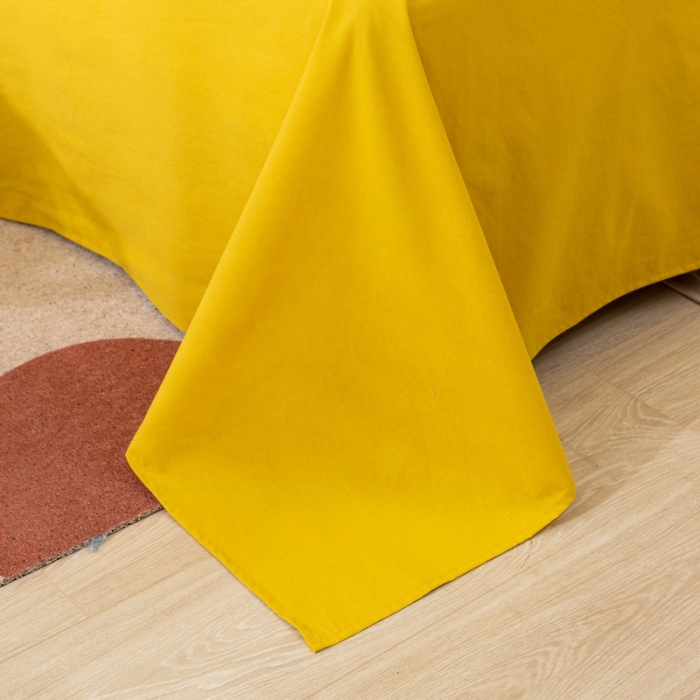 91家纺网 家纺一手货源 找家纺 ab家纺 2021新款全棉水洗棉单品床单 姜黄