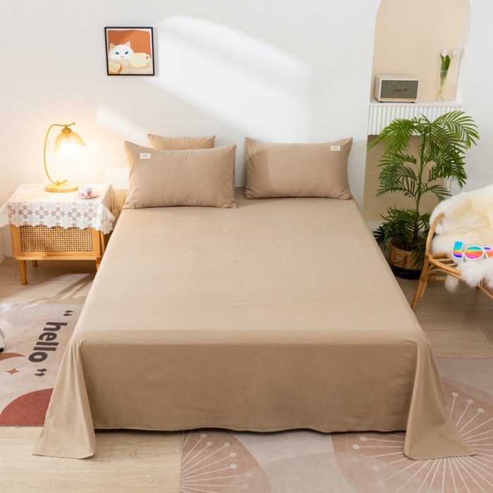 91家纺网 家纺一手货源 找家纺 ab家纺 2021新款全棉水洗棉单品床单 卡其