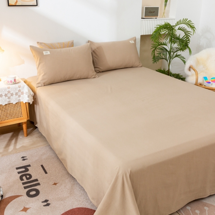 91家纺网 家纺一手货源 找家纺 ab家纺 2021新款全棉水洗棉单品床单 卡其