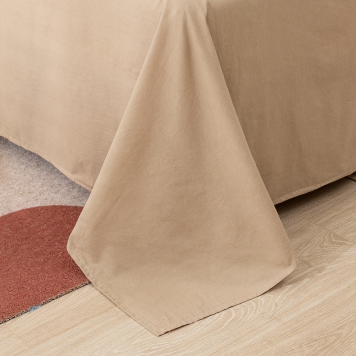 91家纺网 家纺一手货源 找家纺 ab家纺 2021新款全棉水洗棉单品床单 卡其