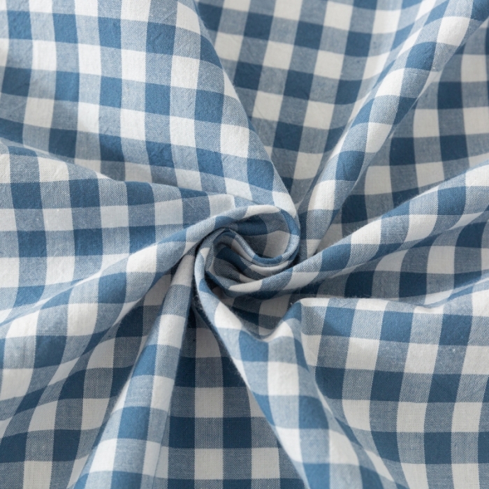 91家纺网 家纺一手货源 找家纺 ab家纺 2021新款全棉水洗棉单品床单 蓝小格