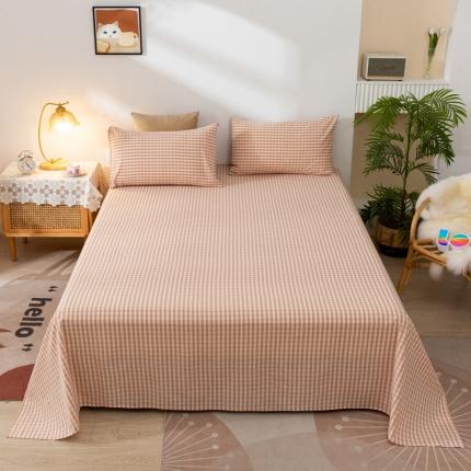 ab家纺 2021新款全棉水洗棉单品床单 密粉格