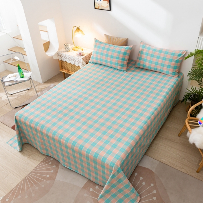 91家纺网 家纺一手货源 找家纺 ab家纺 2021新款全棉水洗棉单品床单 宁夏蓝