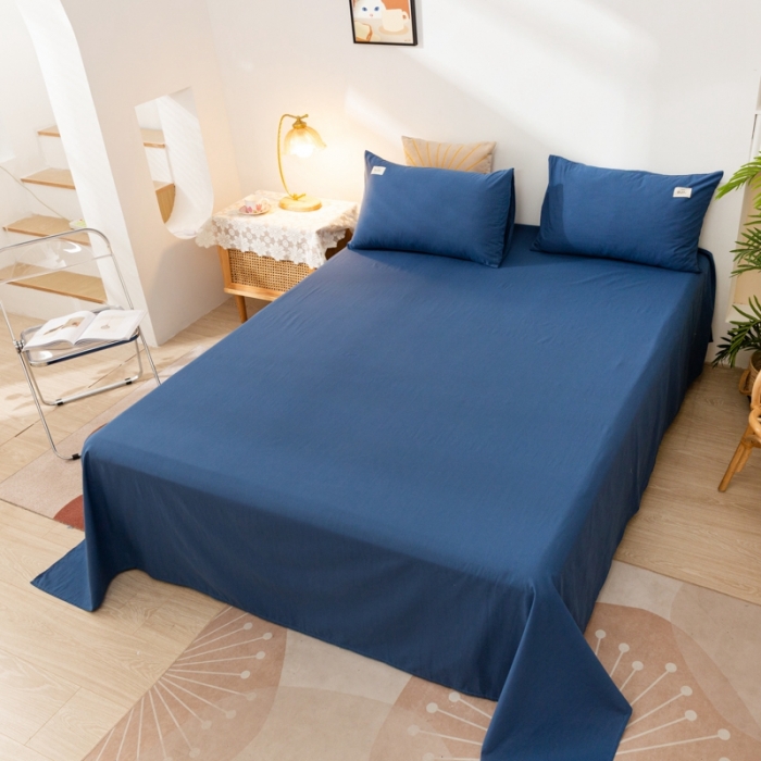 91家纺网 家纺一手货源 找家纺 ab家纺 2021新款全棉水洗棉单品床单 牛仔蓝