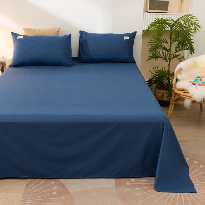 91家纺网 家纺一手货源 找家纺 ab家纺 2021新款全棉水洗棉单品床单 牛仔蓝