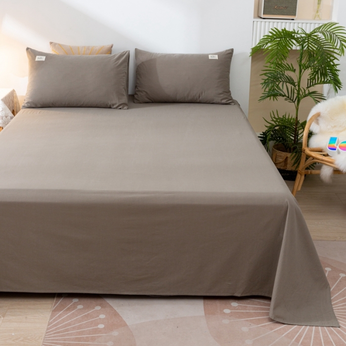 91家纺网 家纺一手货源 找家纺 ab家纺 2021新款全棉水洗棉单品床单 浅灰