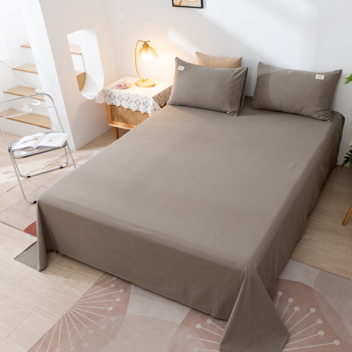 91家纺网 家纺一手货源 找家纺 ab家纺 2021新款全棉水洗棉单品床单 浅灰